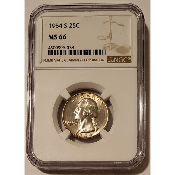 1954 S Washington Quarter MS66 NGC Light Toning - Picture 1 of 4